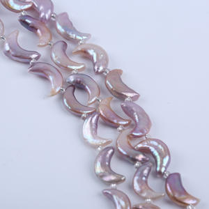 Perlas de Agua Dulce Barrocas en Forma de Luna, Color Rosa Púrpura Natural, 18 cm, de Zhuji, para Hacer Pulseras, Perlas Sueltas Cortas - Product Image 5