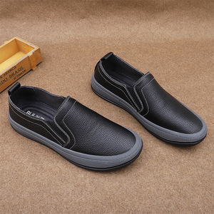 Summer Breathable Genuine Leather Men's Loafers Round <b>Toe</b> Slip-On Office Career Casual Shoes Mesh Lining Rubber Sole Solid - Product Image 2