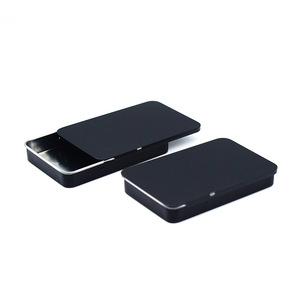 Boîtes métalliques rectangulaires en fer blanc personnalisées avec couvercle argenté/noir, recyclables, pour emballage de produits fumeurs, étuis vides, fabricant OEM - Product Image 2