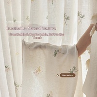 Voilage sans perçage, nouveau style, broderie marguerite fraîche, en polyester, occultant la vue, pour salons et balcons