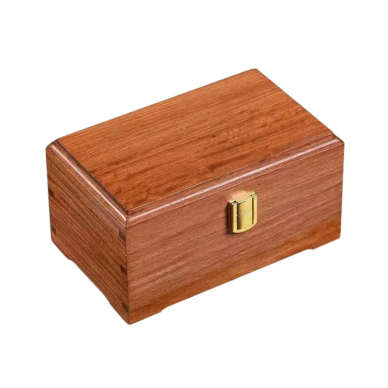 Hot sales functional storage and keepsake Wooden Treasure Box with Brass Latch Solid Wooden Storage Boxes