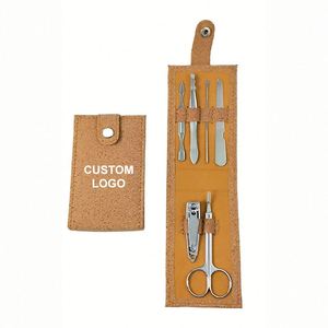 Best Quality Professional 6 Piece Stainless Steel <b>Mini</b> Manicure Gift Set <b>Tools</b> Personal Nail Care Set <b>Kit</b> With Cork Storage Bag - Product Image 1