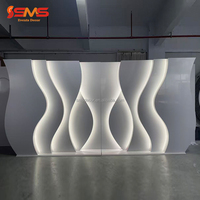 Panneau de fond en acrylique avec bande LED en forme de S personnalisée SMS, décoration de scène de mariage, grande arche ondulée