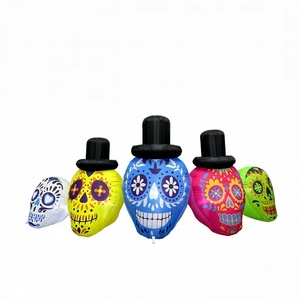 Set de Calaveras de Azúcar Inflables de 7 Pies de Largo para Decoración de Fiestas de Halloween y Día de Muertos al Aire Libre - Product Image 2