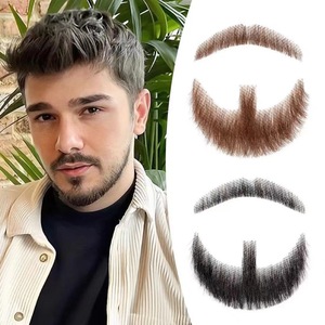 Peluca de pelo Remy para hombre tejida a mano, accesorios de maquillaje de cara fácil con guía de vídeo, barba falsa de la vida Real - Product Image 3