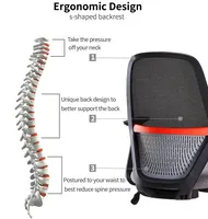 Chaise de bureau confortable en maille noire, chaise de direction moderne pour le travail, la formation, la réception, les chaises d'accueil