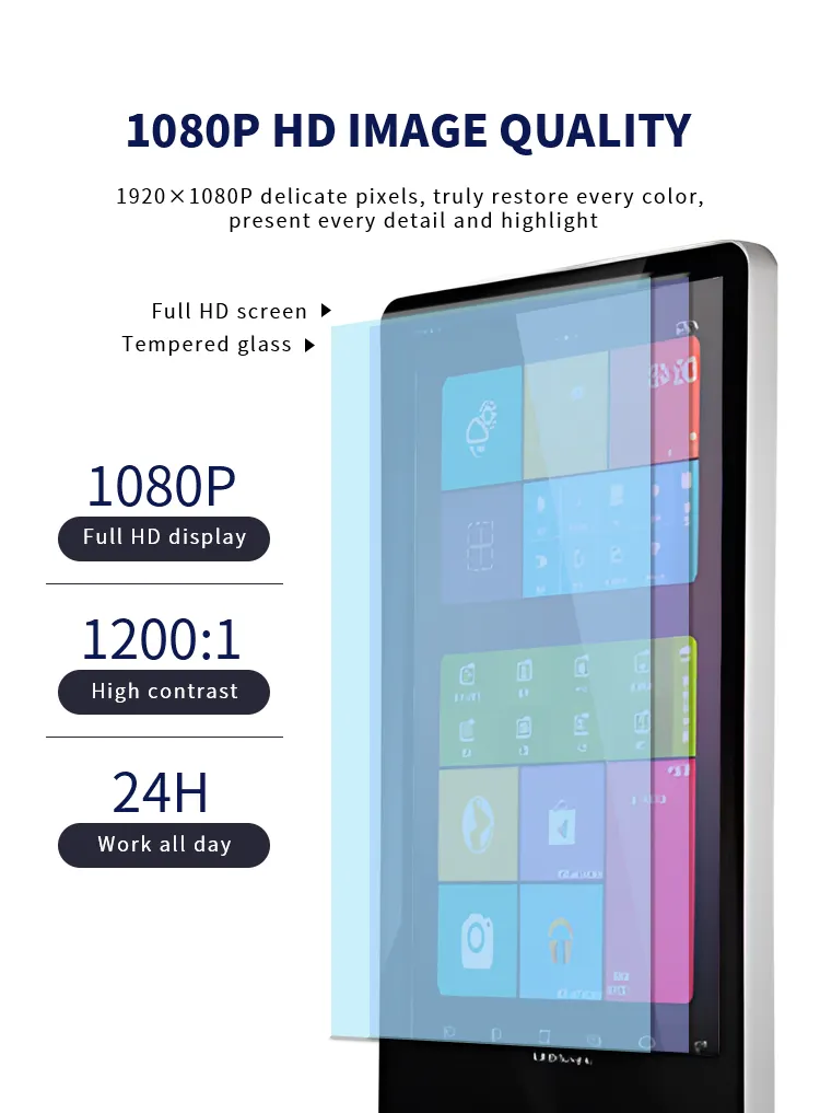 Commerciële Touchscreen Verticale 43 55 Inch Staande Kiosk Lcd Reclame Spelers Marketing Digital Signage Marketing