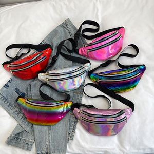 Sac banane laser de voyage extérieur à fermeture éclair en cuir PU irisé personnalisé pour femme - Prix de gros - Product Image 3