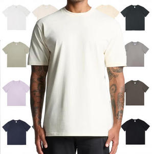 Camiseta de manga corta informal a la moda con patrón de punto de algodón 100% de peso pesado para hombre al por mayor patrón de serigrafía de ajuste regular - Product Image 1