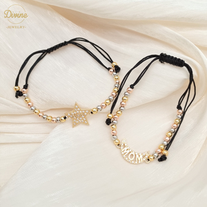 Chaîne de connecteurs à perles tricolores en or laminé 14 carats, bracelets porte-bonheur pour maman - Product Image 6