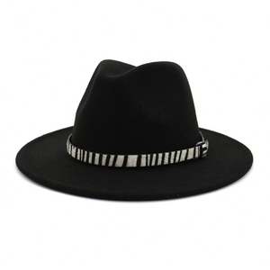 Sombrero Fedora Unisex X3068 de Fieltro de Lana con Ala y Copa de Cuero Personalizada para Hombre, Gorra Formal de Jazz Decorada con Cuerda - Product Image 4