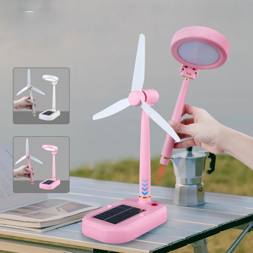 تصميم جديد اسكندنافي مبتكر شحن شمسي وشحن USB في الهواء الطلق محمول للطوارئ مصباح طاولة ليد عاكس الإضاءة مع مروحة
