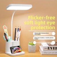 Lampe de table à commande tactile minimaliste moderne, lampe de chevet créative intelligente pour étudiants, lampe de lecture LED pour la protection des yeux avec porte-stylo