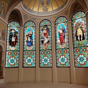 Panneau de <span class=keywords><strong>vitrail</strong></span> plat en verre trempé massif fait main, personnalisé, pour fenêtres d'église religieuse du Shandong, portes de maison et décoration <span class=keywords><strong>intérieure</strong></span> - Product Image 1