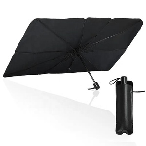 Pare-brise avant argenté innovant, protection solaire, <span class=keywords><strong>Parasol</strong></span> de voiture pliable, parapluie résistant aux Uv avec étui en cuir PU - Product Image 2