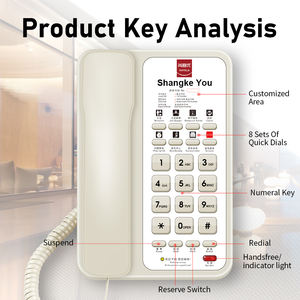Fabricante Precio bajo Hotel Habitación Teléfono Botón grande Teléfono <span class=keywords><strong>fijo</strong></span> analógico Hotel Teléfono con LOGO FICAN605 - Product Image 3