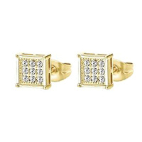 Pendientes de tuerca de circón cuadrado con imán de acero inoxidable de 6mm para hombre, joyería magnética chapada en oro impermeable para niños a la moda