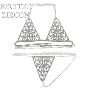 Europäisch-Amerikanischer Neuer Strass-Unterwäsche-<span class=keywords><strong>Bikini</strong></span> Blumiges Sexy Funkelndes Diamant-Nachtclub-Outfit Trendige Bauchkette Körperschmuck - Product Image 2