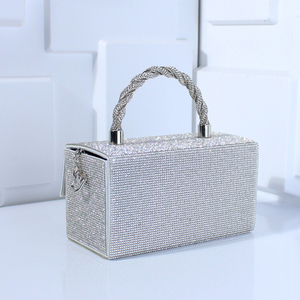 2024 New Designer Fashion Women's Diamond Evening Handbag Purse <strong>Clutch</strong> Ladies <strong>Silver</strong> Box Bag Rhinestone Purse Bag - Product Image 6