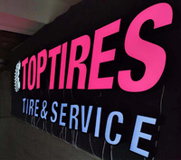 Enseigne publicitaire extérieure étanche en acier inoxydable avec lettres en relief 3D éclairées par LED, logo de marque personnalisé