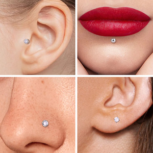 Clous en alliage de titane en forme de cœur avec zircon pour piercing d'oreille, de lèvre ou de nez, bijoux G23 - Product Image 1