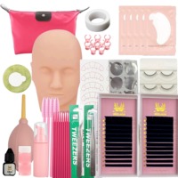 Kit d'extension de cils DIY personnalisé avec tête de mannequin et sac, kits de cils en gros pour débutants, De Pestanas