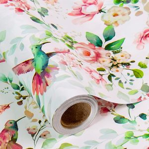 Yarcony Gift <b>Wrapping</b> <b>Paper</b> Roll 17 Inch X 33 Feet Pink Floral Bird Design For Wedding Bridal Shower - Product Image 1
