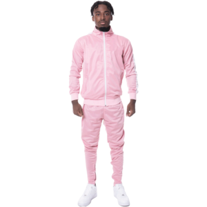 New Arrival Unisex Slim Fit Sports Sets 100% Cotton Printed Polyester <b>Zip</b> Contrast Side Striped Jogging Tracksuit Front - Product Image 1