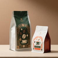 Sac à fermeture éclair mat personnalisé pochette debout auto-scellante sachets de caféine sac d'emballage de café avec valve à air