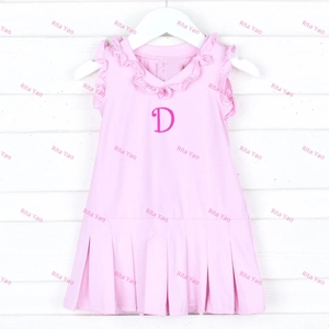 Robe de <span class=keywords><strong>tennis</strong></span> blanche à volants et bordure picotée pour bébé <span class=keywords><strong>fille</strong></span> avec short assorti Petite <span class=keywords><strong>fille</strong></span> 100% coton Robe de <span class=keywords><strong>tennis</strong></span> vierge - Product Image 2
