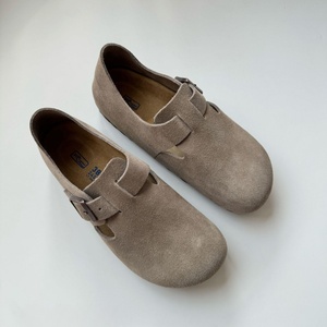 Women's Beken Suede Clogs Soft Cork One-Size-Fits-All Retro Platform Lazy Slippers Cork <b>Toe</b> <b>Cap</b> Plush Lining Buckle - Product Image 1