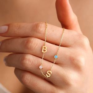 Collane di prima lettera in acciaio inossidabile su misura per il mese di compleanno <span class=keywords><strong>pietre</strong></span> per la festa della mamma collane con <span class=keywords><strong>nome</strong></span> personalizzate - Product Image 2