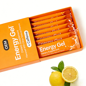 Gel énergétique électrolytique en sachet avec poudre d'eau de coco, graines de chia, caféine naturelle, saveur raisin, fraise, citron, portion de 15g - Product Image 2