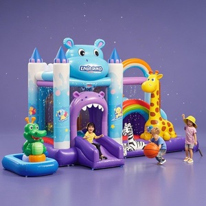 Maison gonflable de videur gonflable de terrain de jeu d'enfants avec le toboggan d'eau pour l'usage extérieur d'intérieur vient accessoires de ventilateur pour l'usage à la maison - Product Image 6