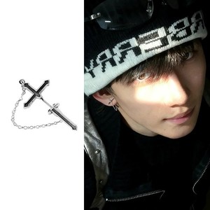 Cross Stud <b>Earrings</b> Zinc Alloy Stainless Steel <b>Post</b> Chain Unisex Korean Style Fashion Jewelry - Product Image 4