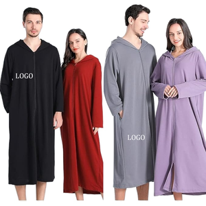 Women's Pajamas Zipper Thin Hooded Bathrobe Loungewear Homewear Women's Pajamas with Pockets Bathrobe
