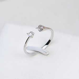 Anillo Abierto de Plata Coreana S925 Wenchi para Mujer, Modelo 17001, Anillo de Perlas Redondas Semiterminado para Perlas de Agua Dulce y Perlas de Arroz - Product Image 1