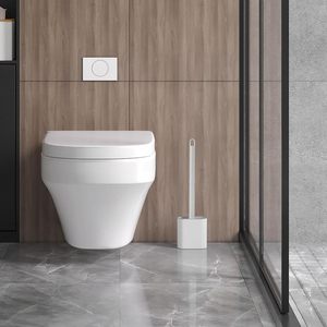 Cepillo de Inodoro de Goma Suave Moderno y Eficaz, Cepillo de Limpieza de Inodoro de Silicona TPR con Soporte - Product Image 3