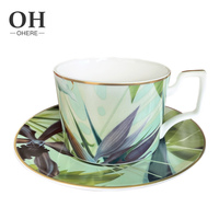 Ensemble tasse à café et soucoupe en porcelaine fine, style européen, pour la maison, le café et le restaurant