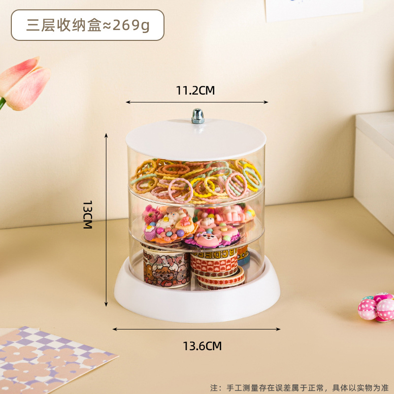 3-tier white rotating hair accessory box
