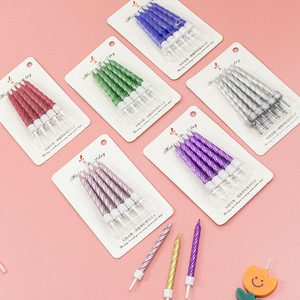 Haute qualité 10 pièces coloré spirale gâteau d'anniversaire bougies d'allumage avec support pour la décoration de mariage bébé enfants fête - Product Image 3