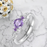 Bague en argent S925 avec pierres précieuses naturelles taillées ovales : Améthyste, Péridot, Grenat, Topaze bleue - Empilable, pour mariage, fête, bijoux fins pour femmes