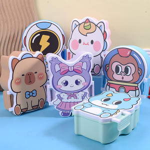 Boîte à lunch en plastique mignonne à motif de dessin animé pour enfants, avec compartiments séparés, compatible micro-ondes, couverts inclus, conception de conservation des aliments - Product Image 5