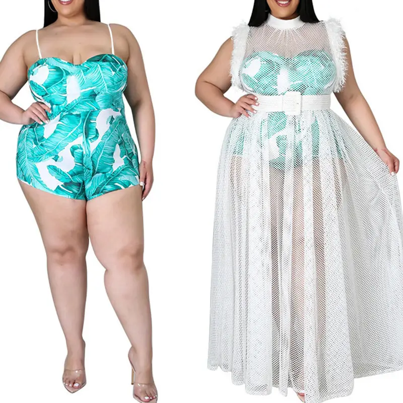 Encantador temperamento perspectiva sexy malha vestido longo plus size vestido de duas peças conjunto para senhoras