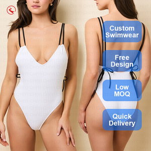 Traje de Baño Personalizado Blanco de Una Pieza, Escote Profundo en V, Espalda Descubierta, Tejido de Punto, Spandex, Poliéster, Ajustado, Secado Rápido, Estilo Mini - Product Image 6