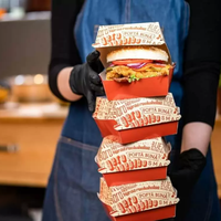 Vente en gros d'emballages en papier kraft écologiques pour hamburger de poulet frit français boîtes à hamburger en papier contenant des aliments