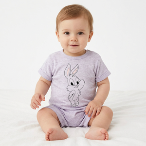 Combinaison pour bébé nouveau-né de haute qualité, sur mesure, en coton biologique, tissu jersey respirant, unisexe, logo personnalisé, dessin animé - Product Image 1