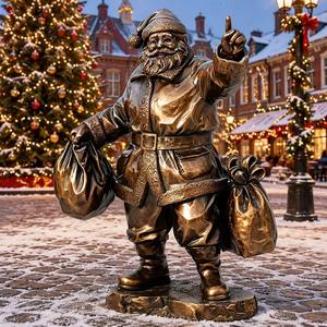 "Lo Spirito del Dono" - Grande Scultura di Babbo Natale in Bronzo Fusa a Mano, Statua in Bronzo di Grandi Dimensioni - Product Image 4