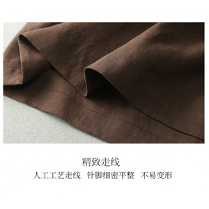 Women's Mid Length Linen <b>Skirt</b> Coffee Brown <b>Elastic</b> Waist Loose Fit Casual Summer Wear - Product Image 4
