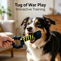 Jouet de tirage pour chien en nylon TPR, jouet à mâcher interactif avec poignée annulaire, picots de massage, conception résistante aux morsures pour l'entraînement et le jeu